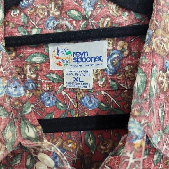 VTG Reyn Spooner Floral Flower Reverse Print Hawaiian Shirt XLarge Button Down - Picture 8 of 8